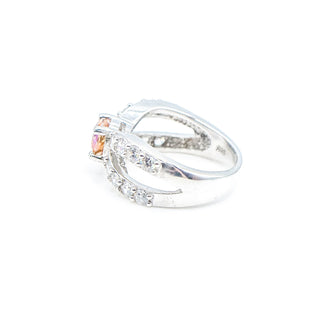 Mystic Topaz Infinity Ring Size 6 With Cubic Zirconia in Sterling Silver