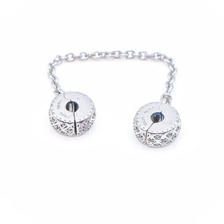 LOOK NINA Sterling Silver Safety Chain With Silicone for Charm Bangles With Clear Cyrstals