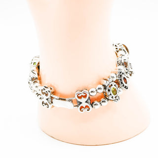 Vintage Sterling Silver 7 Inch Rhinestone Slide Charm Bracelet