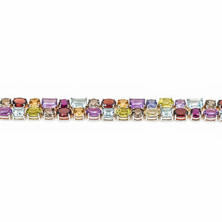 Multi-Gemstone Sterling Silver Bracelet Size 7 Topaz, Amethyst, Citrine, Garnet