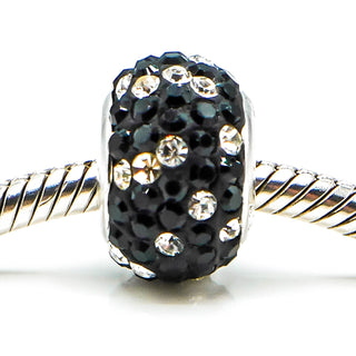 CHARMED MEMORIES Black Crystal Charm With Sterling Silver Core