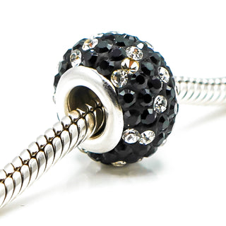 CHARMED MEMORIES Black Crystal Charm With Sterling Silver Core