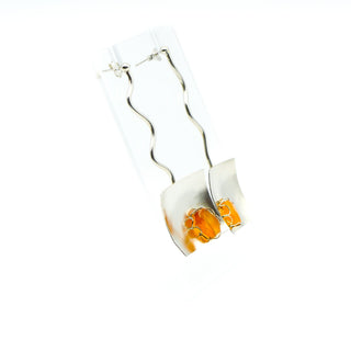 Sterling Silver Designer Dangle Earrings With Orange Gemstone Beads