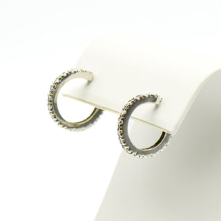Sterling Silver Hoop Earrings With Clear Cubic Zirconia