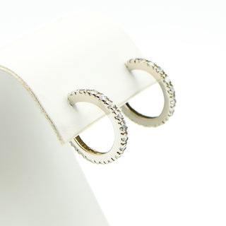 Sterling Silver Hoop Earrings With Clear Cubic Zirconia