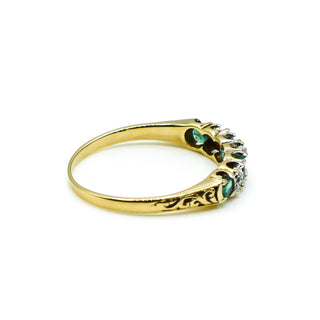 9k Yellow Gold Emerald & Diamonds May Birthstone Ring Size 7.5