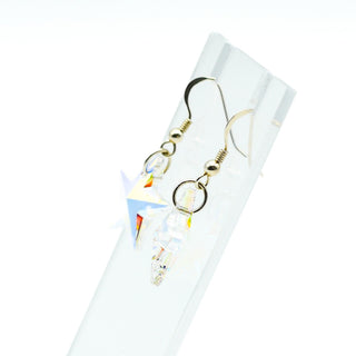 Sterling Silver Sparkling Star Dangle Earrings With Metal Backed Acrylic