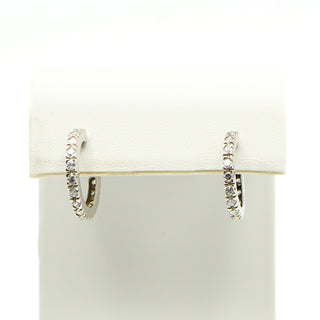 Sterling Silver Hoop Earrings With Clear Cubic Zirconia