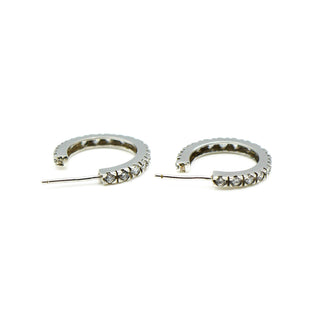 Sterling Silver Hoop Earrings With Clear Cubic Zirconia