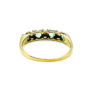 9k Yellow Gold Emerald & Diamonds May Birthstone Ring Size 7.5