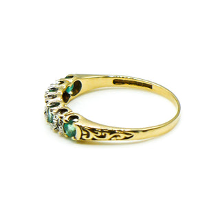 9k Yellow Gold Emerald & Diamonds May Birthstone Ring Size 7.5