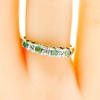 9k Yellow Gold Emerald & Diamonds May Birthstone Ring Size 7.5