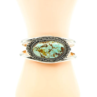 Vintage Mae Peshlakai Navajo Green Turquoise Sterling Silver Cuff Bracelet