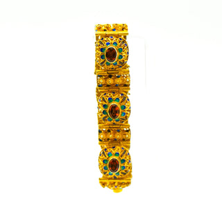 Vintage Gold Plated Sterling Silver Bracelet With Citrine Size 7.2-Inches