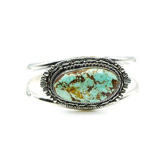 Vintage Mae Peshlakai Navajo Green Turquoise Sterling Silver Cuff Bracelet
