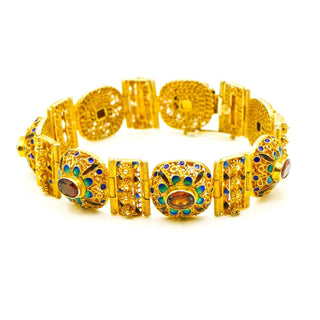Vintage Gold Plated Sterling Silver Bracelet With Citrine Size 7.2-Inches