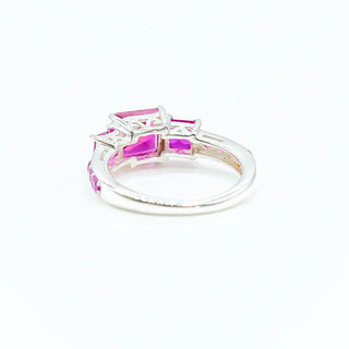 Sterling Silver Ruby and Pink Sapphire Ring Size 5