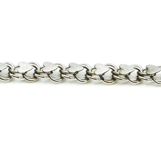Vintage Sterling Silver Hearts Double Link Bracelet Size 7.5 Inches