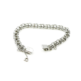 Vintage Sterling Silver Hearts Double Link Bracelet Size 7.5 Inches