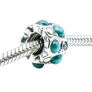 CHAMILIA Teal Stone Cabochon Sterling Silver Charm Bead with SWAROVSKI Crystals