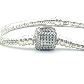 Pandora Moments Sterling Silver Charm Bracelet With Sparkling Pave Clasp - 7.5 Inches