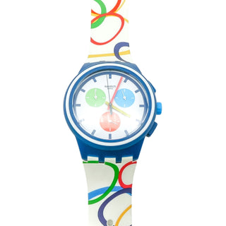 Authentic Swatch RIO ALL AROUND Chrono Plastic Olympics Watch SUSN100