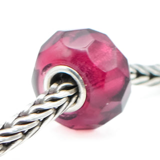 Trollbeads Rare Red Pink Prism Glass Bead Sterling Silver Charm