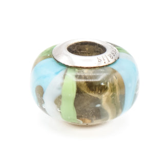 Chrysalis Blue Green White Murano Glass Charm With Sterling Silver Core