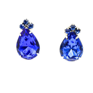 Vintage Royal Blue Rhinestone Parure Necklace, Bracelet and Earrings