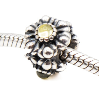 Pandora August Birthday Blooms Sterling Silver Charm With Peridot Retired