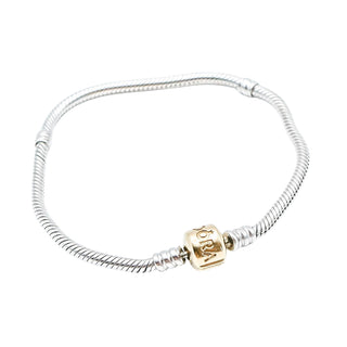 PANDORA Moments Sterling Silver Snake Chain Charm Bracelet With 14K Gold Pandora Clasp - 7.9 Inches