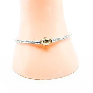 PANDORA Moments Sterling Silver Snake Chain Charm Bracelet With 14K Gold Pandora Clasp - 7.9 Inches