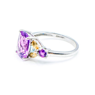 Sterling Silver Amethyst Citrine Topaz Ring Size 8