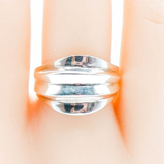Sterling Silver Ribbed Dome Statement Ring Size 8