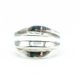 Sterling Silver Ribbed Dome Statement Ring Size 8