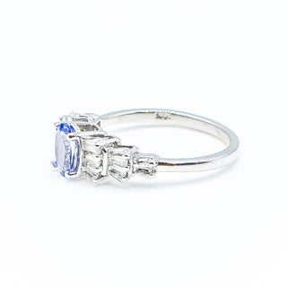 Sterling Silver Tanzanite And White Topaz Ring Size 8