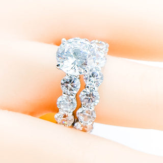 Sparkling Double Ring Set With Cubic Zirconia Size 7.5 in Sterling Silver