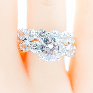 Sparkling Double Ring Set With Cubic Zirconia Size 7.5 in Sterling Silver