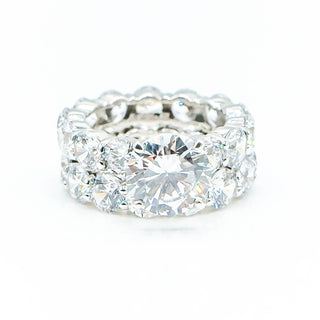 Sparkling Double Ring Set With Cubic Zirconia Size 7.5 in Sterling Silver