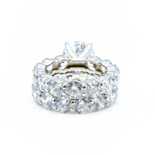 Sparkling Double Ring Set With Cubic Zirconia Size 7.5 in Sterling Silver