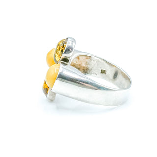 Baltic And Butterscotch Amber Statement Ring in Sterling Silver Size 9