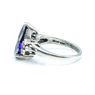 Sterling Silver Purple CZ Teardrop Ring Size 6