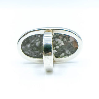 Petrified Dinosaur Bone Ring Size 7.5 in Sterling Silver