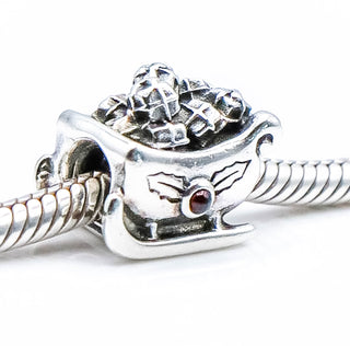 PANDORA Santa's Sleigh Sterling Silver Christmas Charm With Garnet