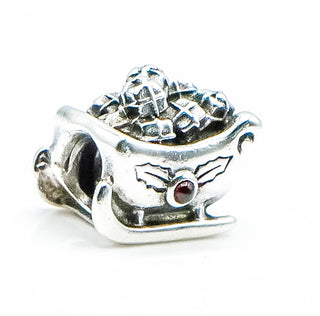 PANDORA Santa's Sleigh Sterling Silver Christmas Charm With Garnet
