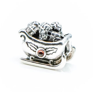 PANDORA Santa's Sleigh Sterling Silver Christmas Charm With Garnet