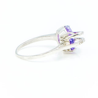Sterling Silver Amethyst & Diamond Ring Size 7