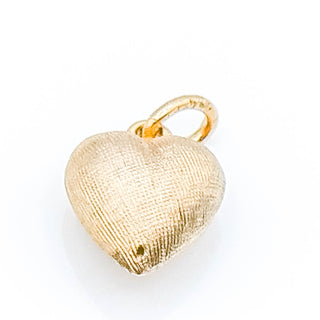 14K Yellow Gold Diamond Puff Heart Pendant
