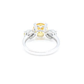 Sterling Silver Yellow CZ And White Zircon Three-Stone Ring Size 7.5
