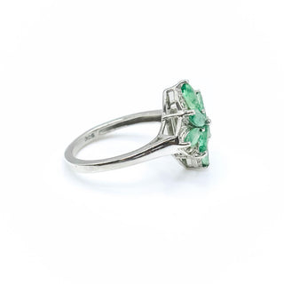 Sterling Silver Emerald Floral Ring Size 5